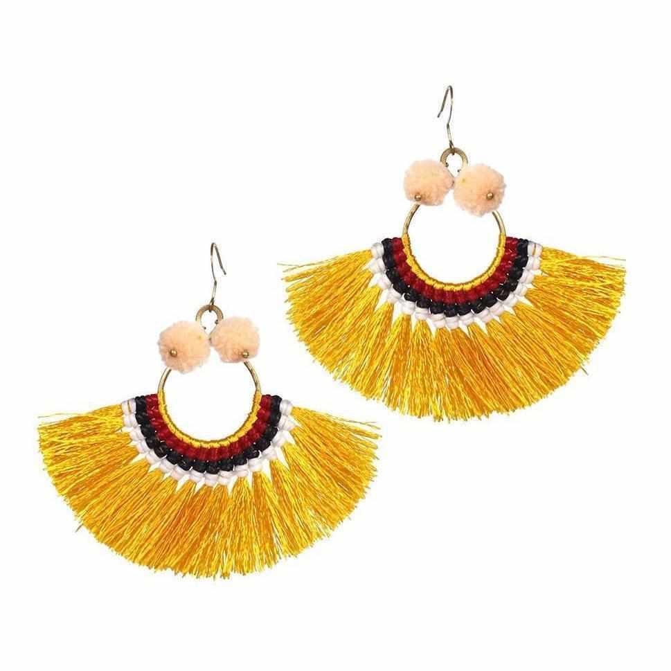 Half Moon PomPom Earrings - Thailand Jewelry La Vie Bien Half Moon PomPom Earrings - Thailand