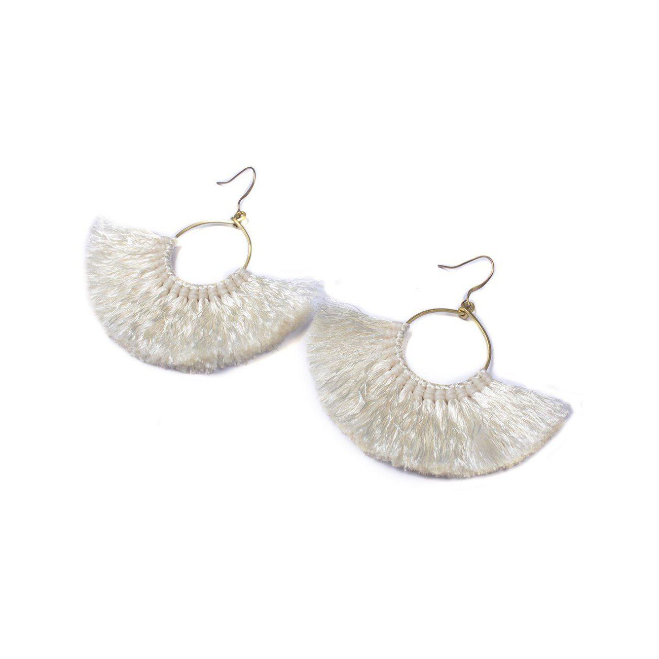 Half Moon Silk Tassel Handcrafted Earrings - Thailand Jewelry La Vie Bien Half Moon Silk Tassel Handcrafted Earrings - Thailand