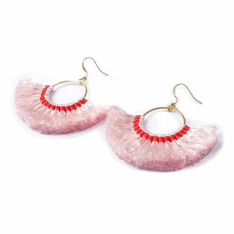 Half Moon Silk Tassel Handcrafted Earrings - Thailand Jewelry La Vie Bien Half Moon Silk Tassel Handcrafted Earrings - Thailand