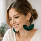 Half Moon Silk Tassel Handcrafted Earrings - Thailand Jewelry La Vie Bien Half Moon Silk Tassel Handcrafted Earrings - Thailand