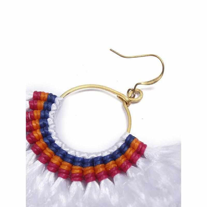 Half Moon Silk Tassel Handcrafted Earrings - Thailand Jewelry La Vie Bien Half Moon Silk Tassel Handcrafted Earrings - Thailand