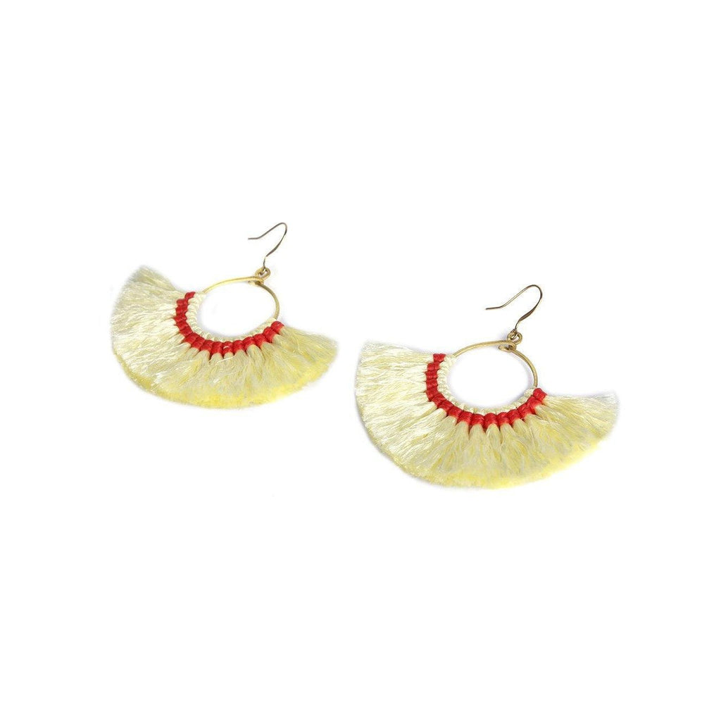 Half Moon Silk Tassel Handcrafted Earrings - Thailand Jewelry La Vie Bien Half Moon Silk Tassel Handcrafted Earrings - Thailand