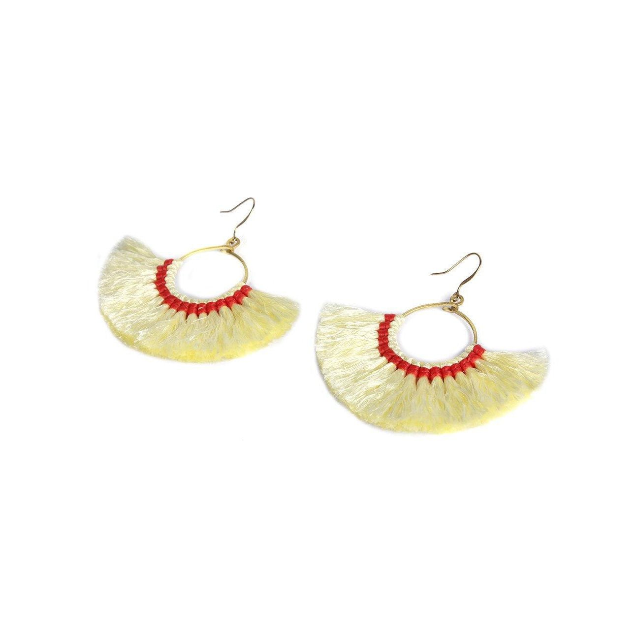 Half Moon Silk Tassel Handcrafted Earrings - Thailand Jewelry La Vie Bien Half Moon Silk Tassel Handcrafted Earrings - Thailand