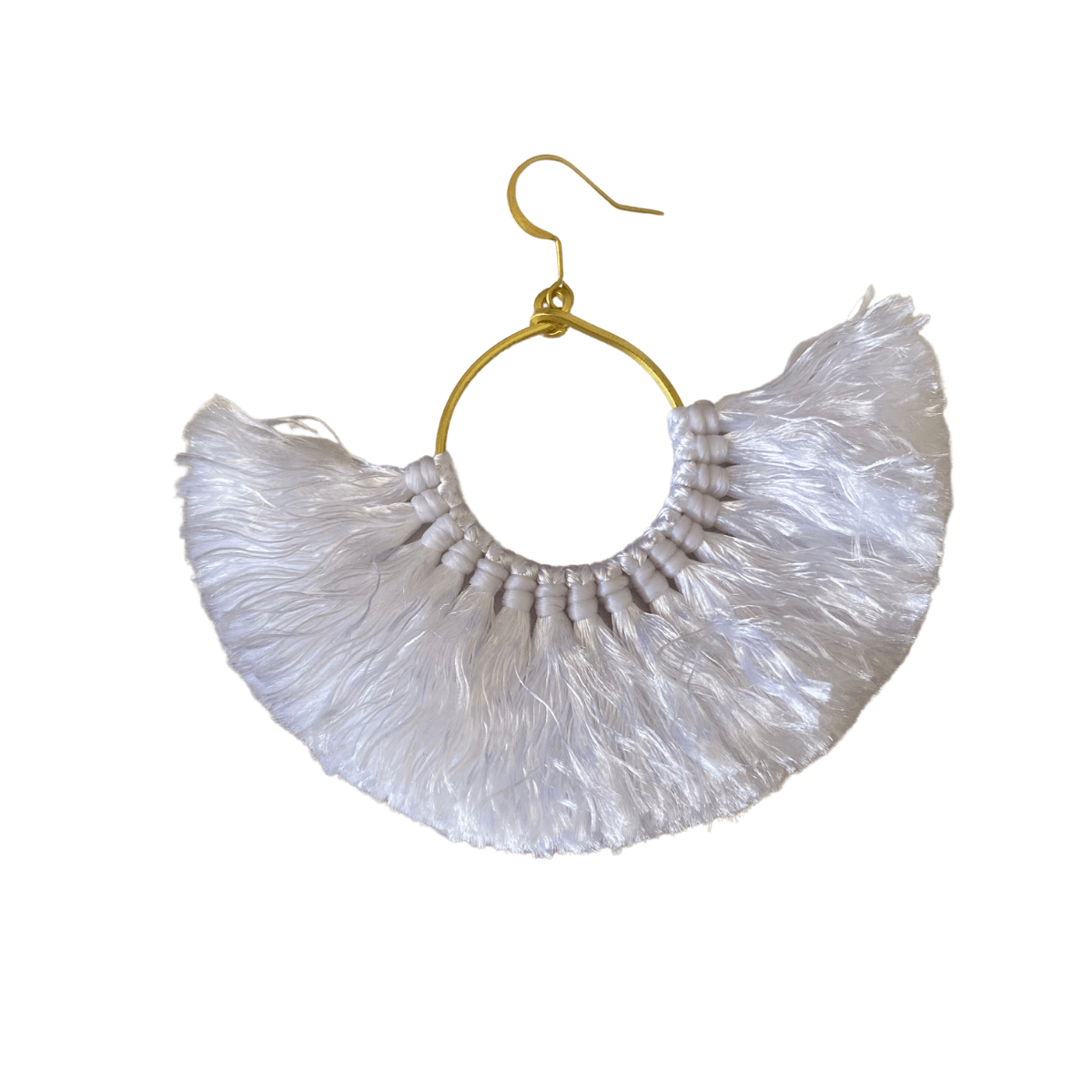 Half Moon Silk Tassel Handcrafted Earrings - Thailand Jewelry La Vie Bien Half Moon Silk Tassel Handcrafted Earrings - Thailand