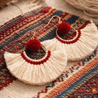 Half Moon Tassel Earrings - Thailand Jewelry La Vie Bien Half Moon Tassel Earrings - Thailand