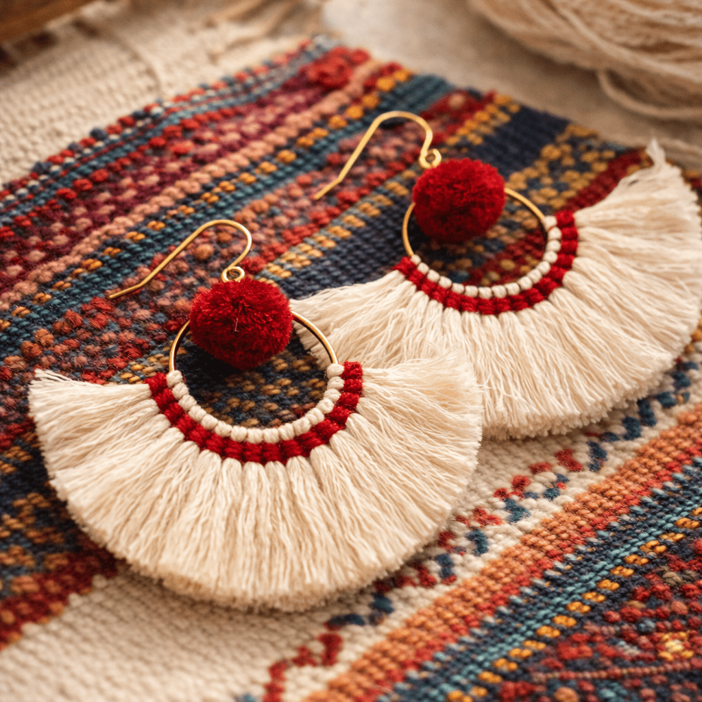Half Moon Tassel Earrings - Thailand Jewelry La Vie Bien Half Moon Tassel Earrings - Thailand