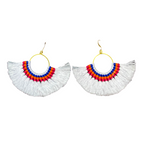 Half Moon Tassel Earrings with Wax String - Thailand
