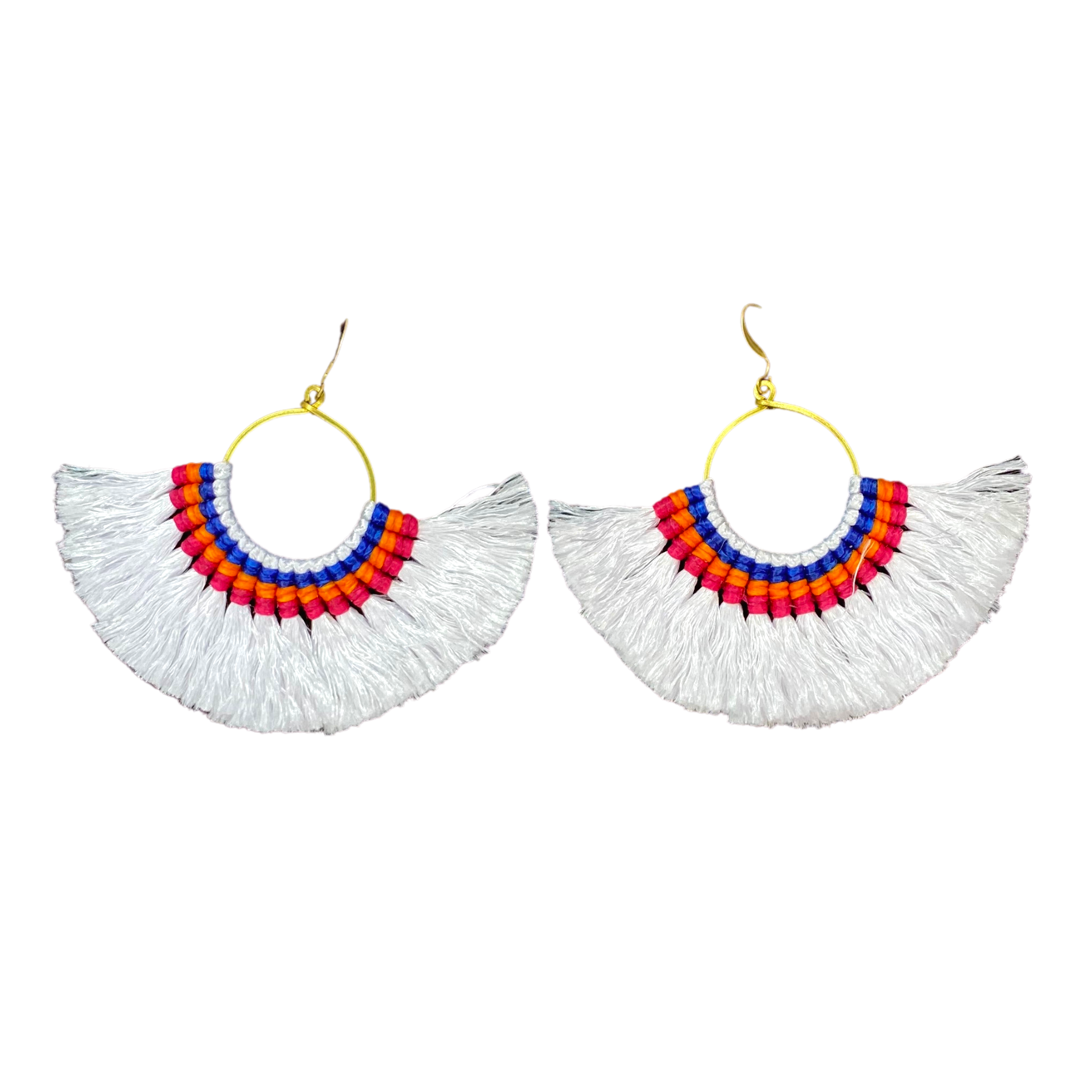 Half Moon Tassel Earrings with Wax String - Thailand