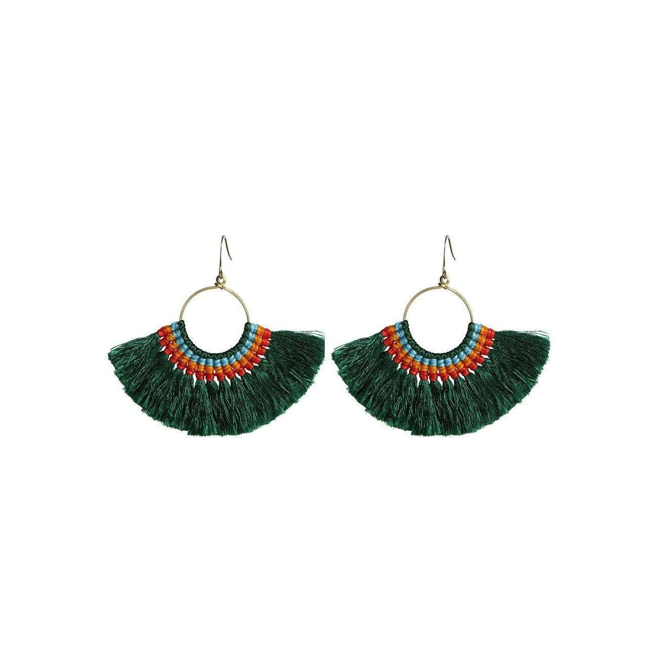 Half Moon Tassel Earrings with Wax String - Thailand Jewelry La Vie Bien Half Moon Tassel Earrings with Wax String - Thailand