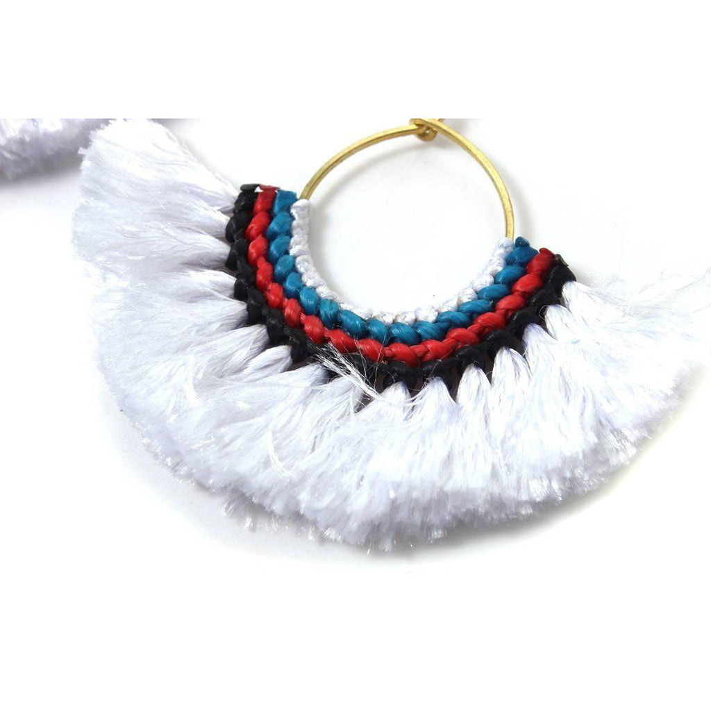 Half Moon Tassel Earrings with Wax String - Thailand Jewelry La Vie Bien Half Moon Tassel Earrings with Wax String - Thailand