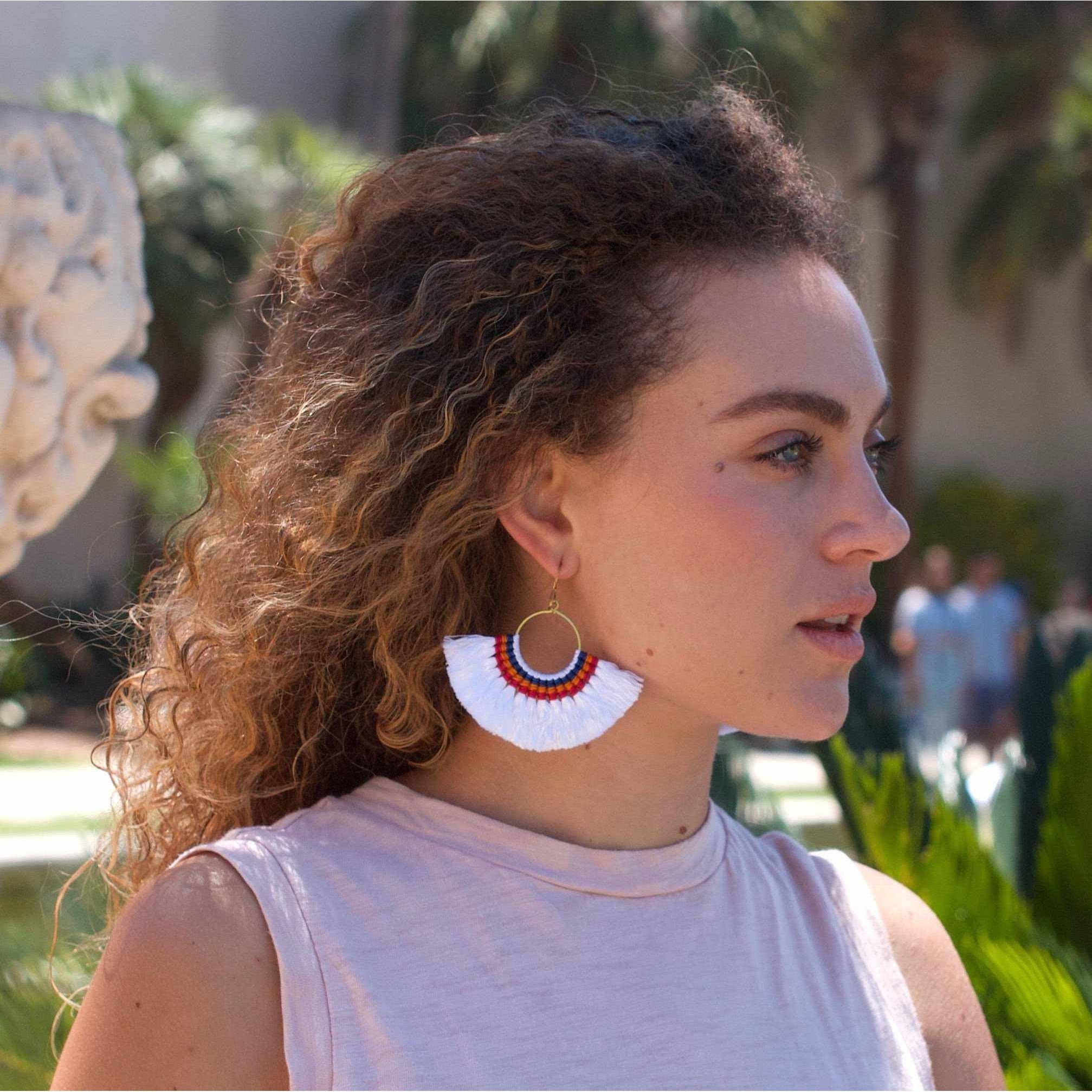 Half Moon Tassel Earrings with Wax String - Thailand Jewelry La Vie Bien Half Moon Tassel Earrings with Wax String - Thailand