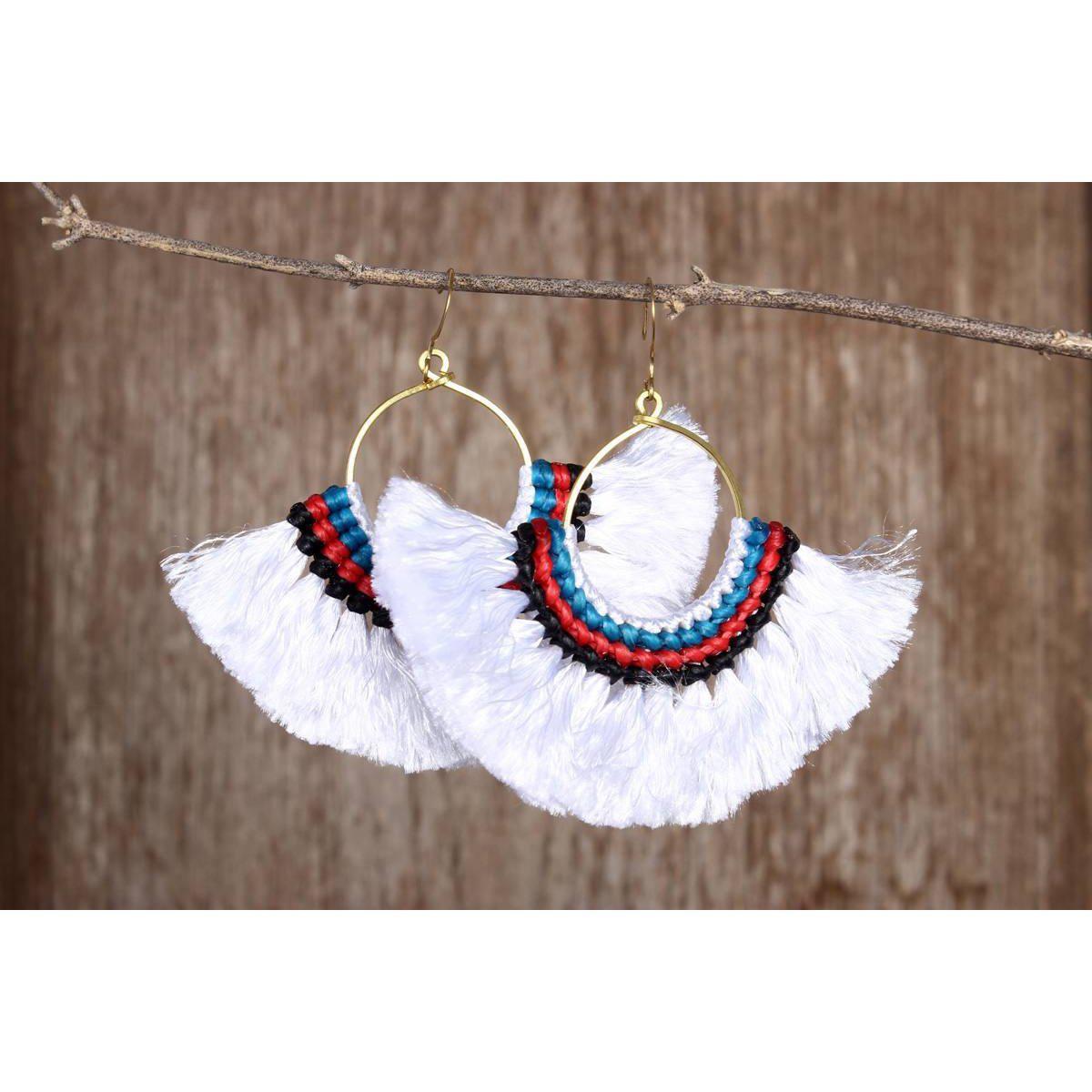 Half Moon Tassel Earrings with Wax String - Thailand Jewelry La Vie Bien Half Moon Tassel Earrings with Wax String - Thailand