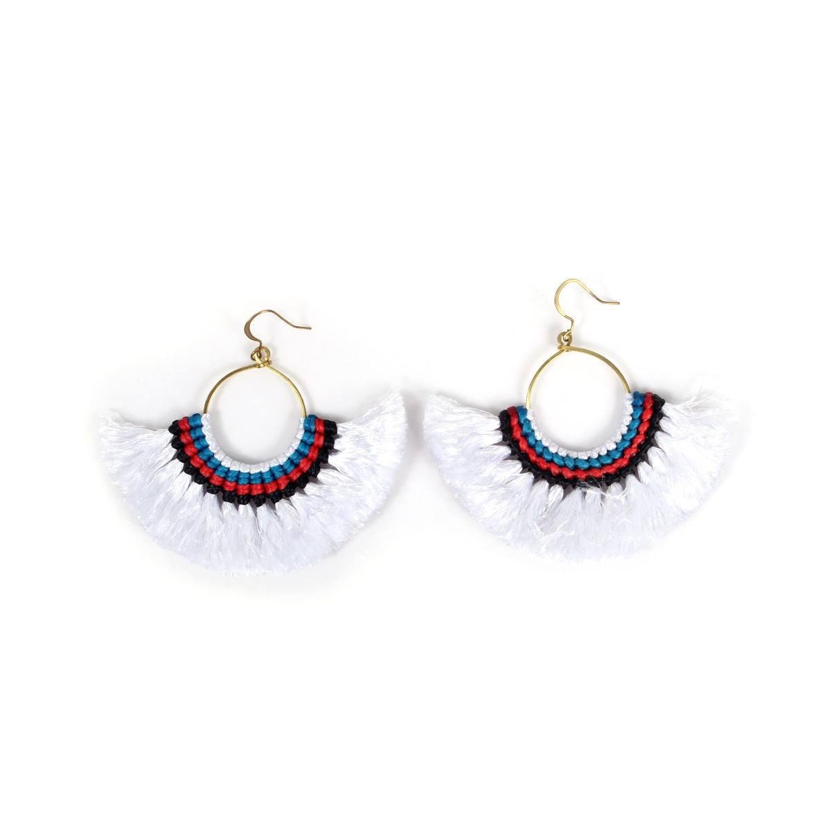 Half Moon Tassel Earrings with Wax String - Thailand Jewelry La Vie Bien Half Moon Tassel Earrings with Wax String - Thailand