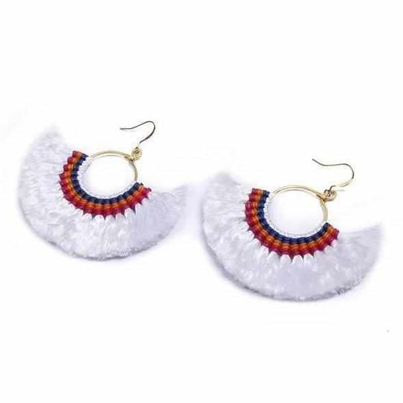 Half Moon Tassel Earrings with Wax String - Thailand Jewelry La Vie Bien Half Moon Tassel Earrings with Wax String - Thailand