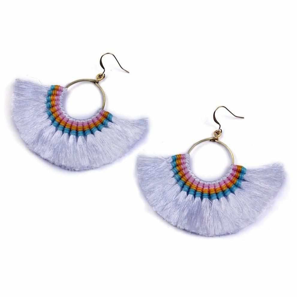 Half Moon Tassel Earrings with Wax String - Thailand Jewelry La Vie Bien Half Moon Tassel Earrings with Wax String - Thailand