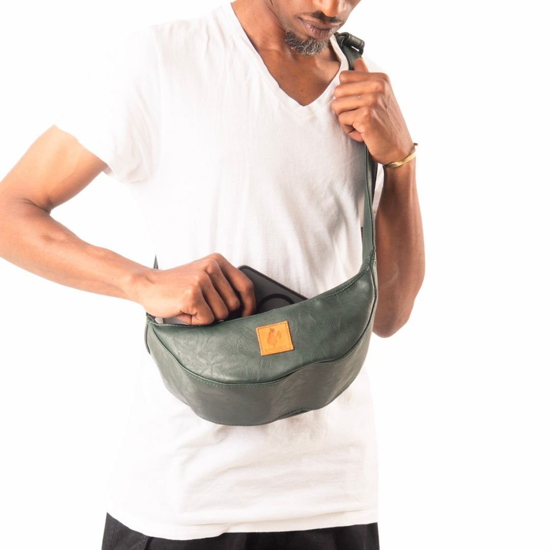 Half Moon Vegan Leather Crossbody Bag Crossbody Bags La Vie Bien Half Moon Vegan Leather Crossbody Bag