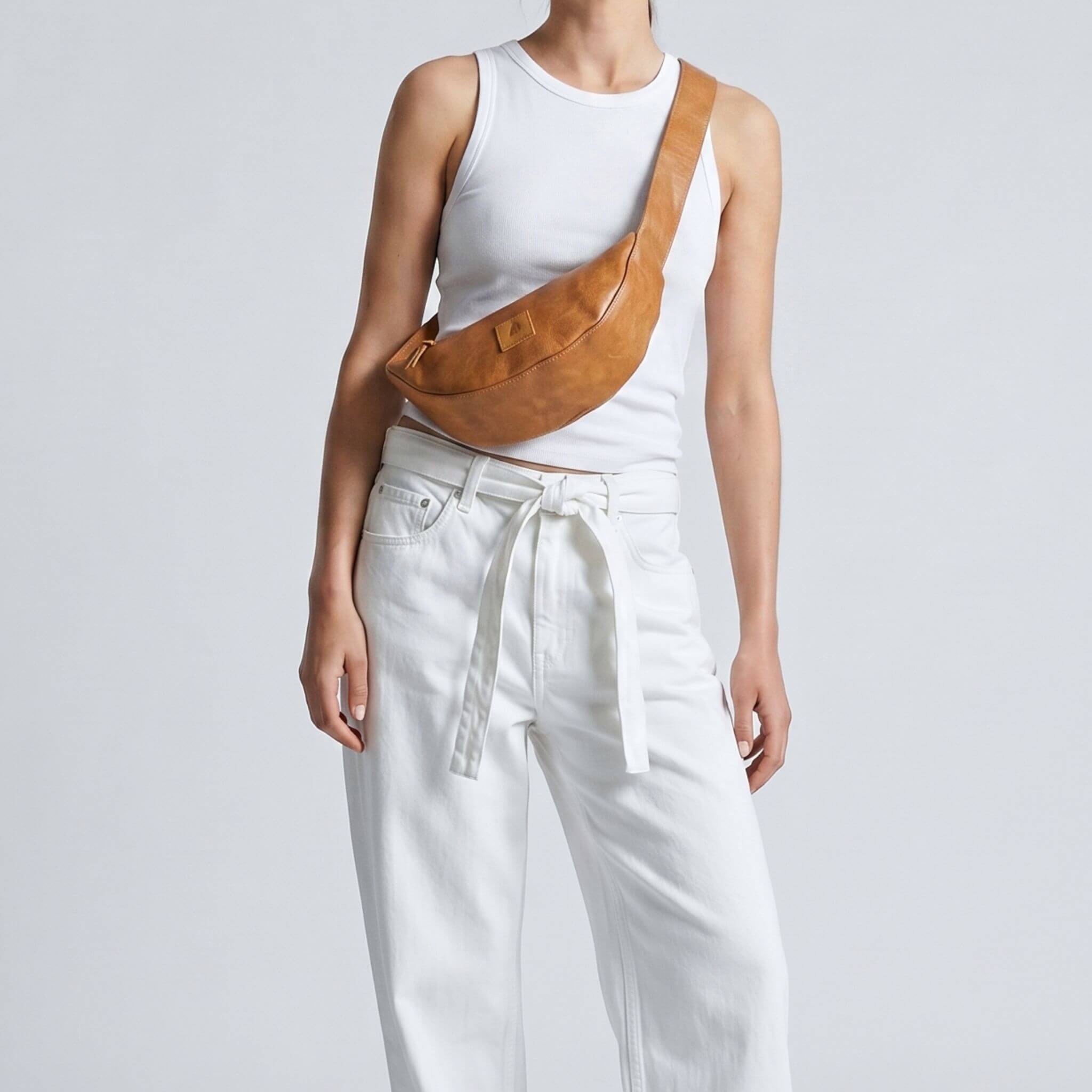 Half Moon Vegan Leather Crossbody Bag Crossbody Bags La Vie Bien Half Moon Vegan Leather Crossbody Bag