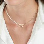 Half Pearls Half Paperclip Angel Numbers Necklace La Vie Bien Half Pearls Half Paperclip Angel Numbers Necklace