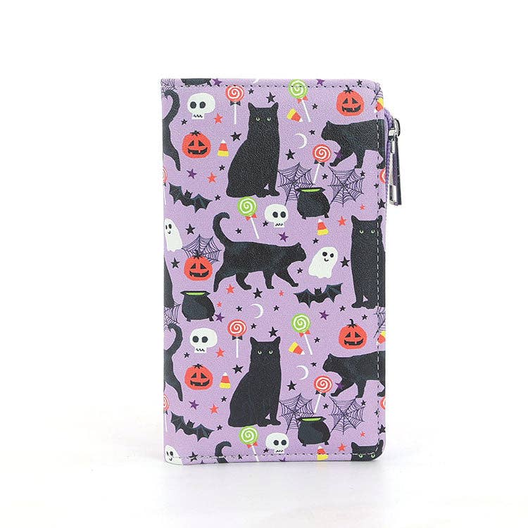 Halloween Black Cat Collage Wallet in Vinyl wallet La Vie Bien Halloween Black Cat Collage Wallet in Vinyl