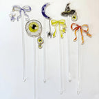 Halloween Drink Stir Sticks – Acrylic Cocktail Stirrers with Charms (6 Pack)