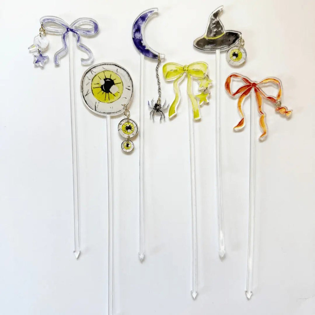 Halloween Drink Stir Sticks – Acrylic Cocktail Stirrers with Charms (6 Pack) La Vie Bien Halloween Drink Stir Sticks – Acrylic Cocktail Stirrers with Charms (6 Pack)