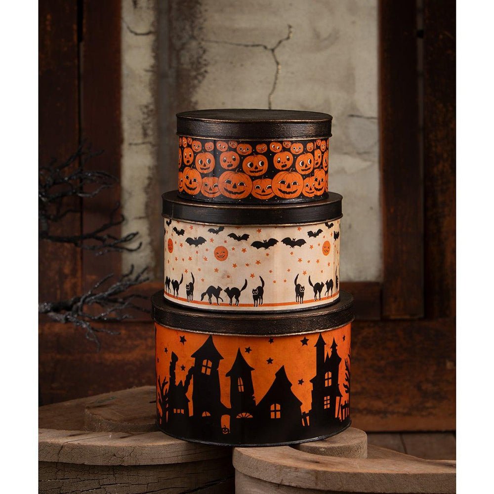 Halloween Vintage Tins Set/3 by Bethany Lowe Designs Seasonal & Holiday Decorations La Vie Bien Halloween Vintage Tins Set/3 by Bethany Lowe Designs