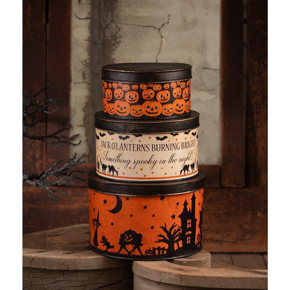 Halloween Vintage Tins Set/3 by Bethany Lowe Designs Seasonal & Holiday Decorations La Vie Bien Halloween Vintage Tins Set/3 by Bethany Lowe Designs