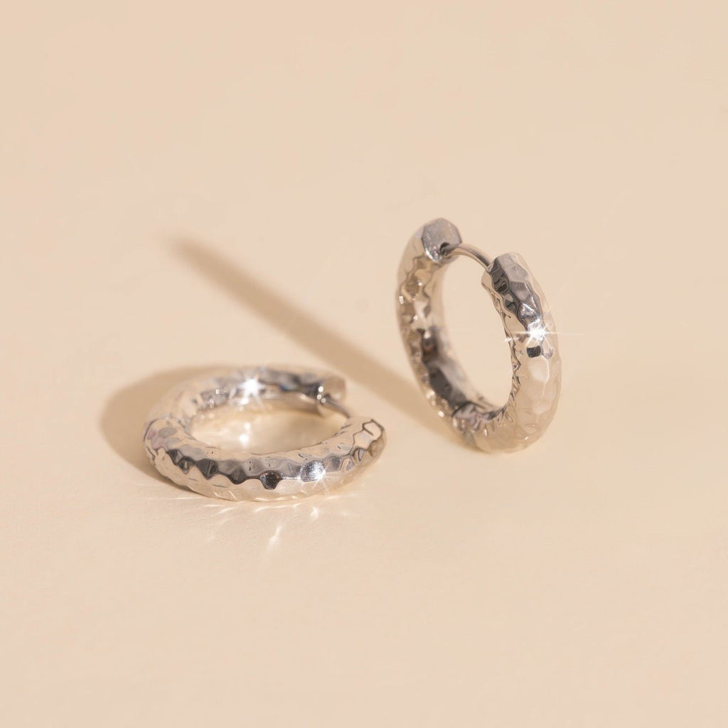 Hammered Chunky Rounded Huggie Hoop Earrings Chunky Rounded Huggie Hoops La Vie Bien Hammered Chunky Rounded Huggie Hoop Earrings