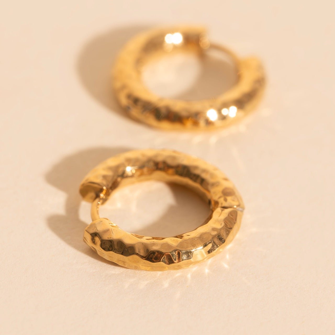 Hammered Chunky Rounded Huggie Hoop Earrings Chunky Rounded Huggie Hoops La Vie Bien Hammered Chunky Rounded Huggie Hoop Earrings