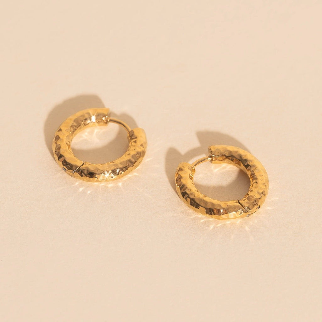 Hammered Chunky Rounded Huggie Hoop Earrings Chunky Rounded Huggie Hoops La Vie Bien Hammered Chunky Rounded Huggie Hoop Earrings