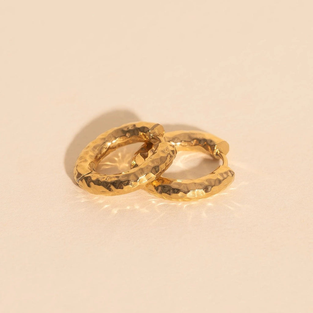 Hammered Chunky Rounded Huggie Hoop Earrings by Oh Clementine