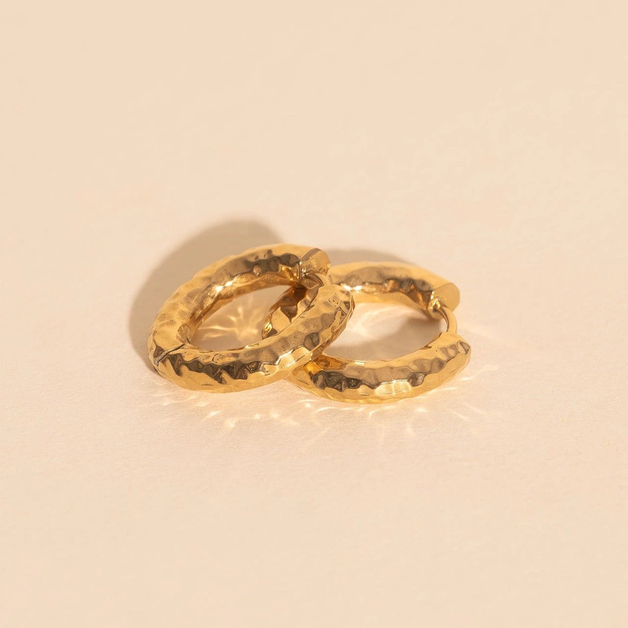 Hammered Chunky Rounded Huggie Hoop Earrings by Oh Clementine