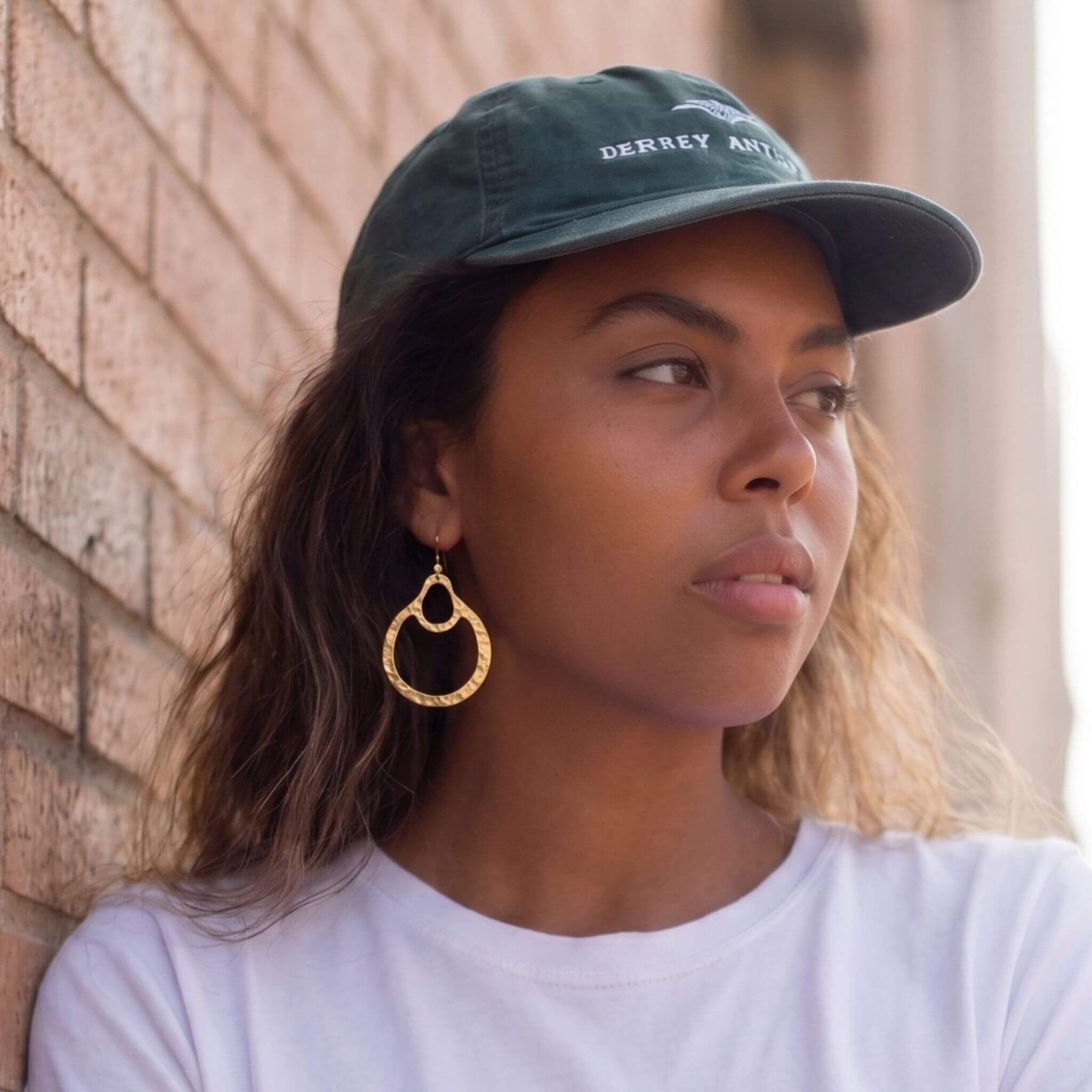 Hammered Double Teardrop Brass Earrings for Women - Kobe Earrings La Vie Bien Hammered Double Teardrop Brass Earrings for Women - Kobe