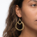 Hammered Double Teardrop Brass Earrings for Women - Kobe Earrings La Vie Bien Hammered Double Teardrop Brass Earrings for Women - Kobe