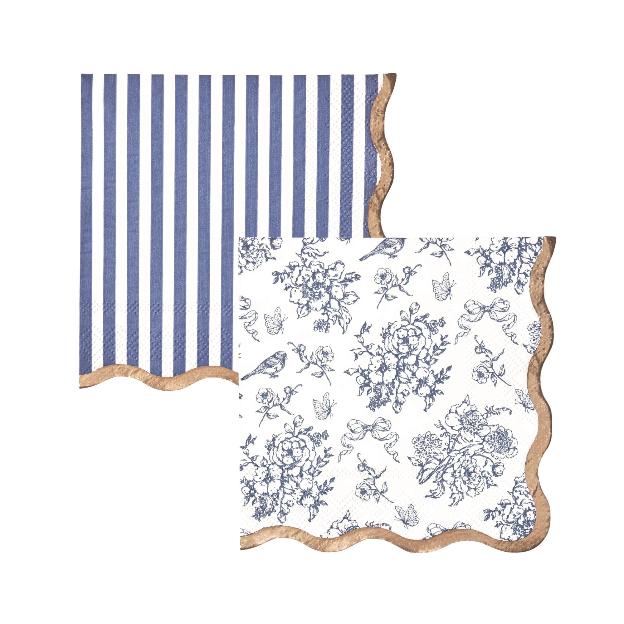 Hamptons Toile & Stripe Cocktail Napkins by Harlow & Grey