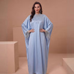 Hand-Beaded Crystal Bodice Satin Kaftan (MA420)