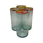 Hand Blown Colorful Tumbler Glass | Confetti Rim Mexican Drinking Glass La Vie Bien Hand Blown Colorful Tumbler Glass | Confetti Rim