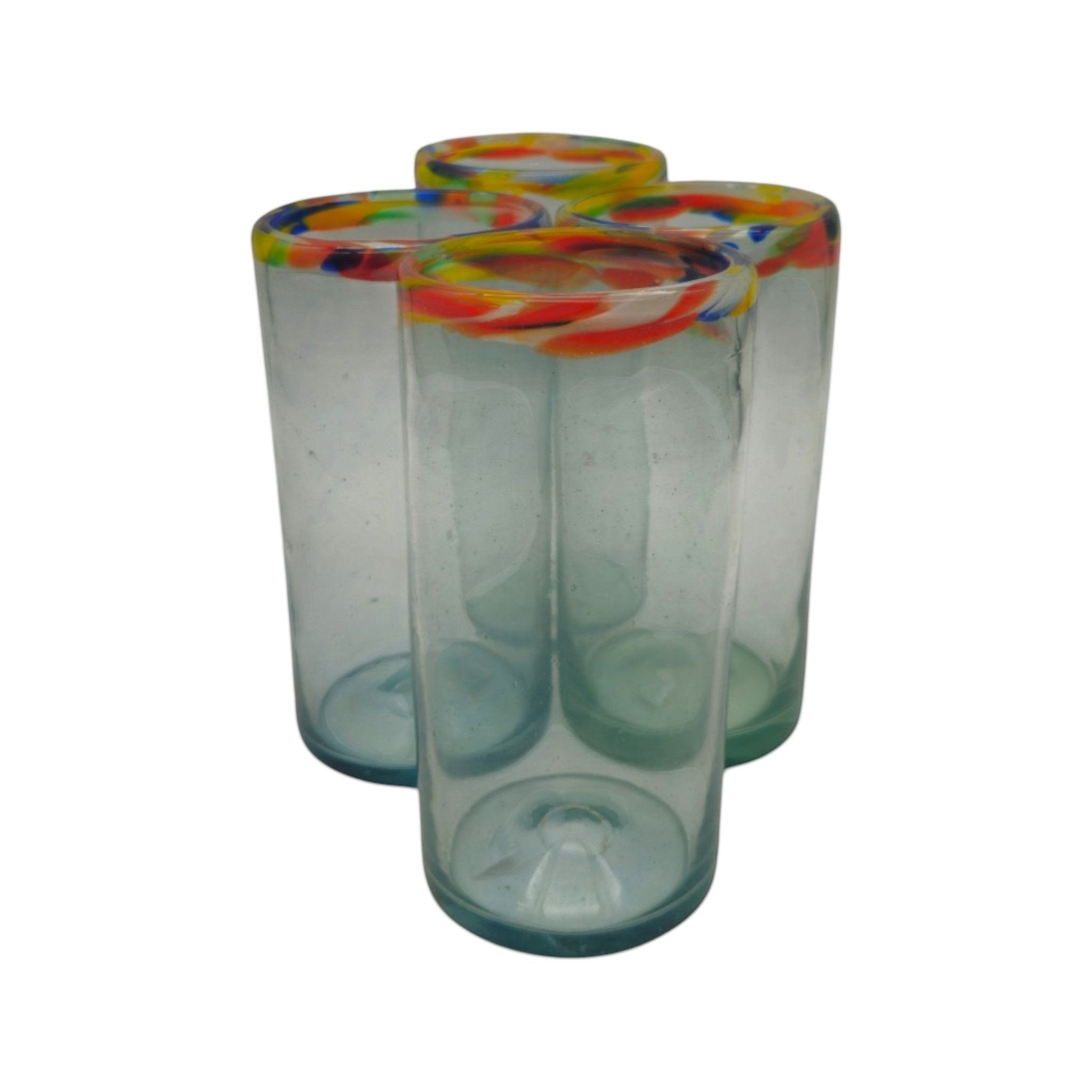 Hand Blown Colorful Tumbler Glass | Confetti Rim Mexican Drinking Glass La Vie Bien Hand Blown Colorful Tumbler Glass | Confetti Rim
