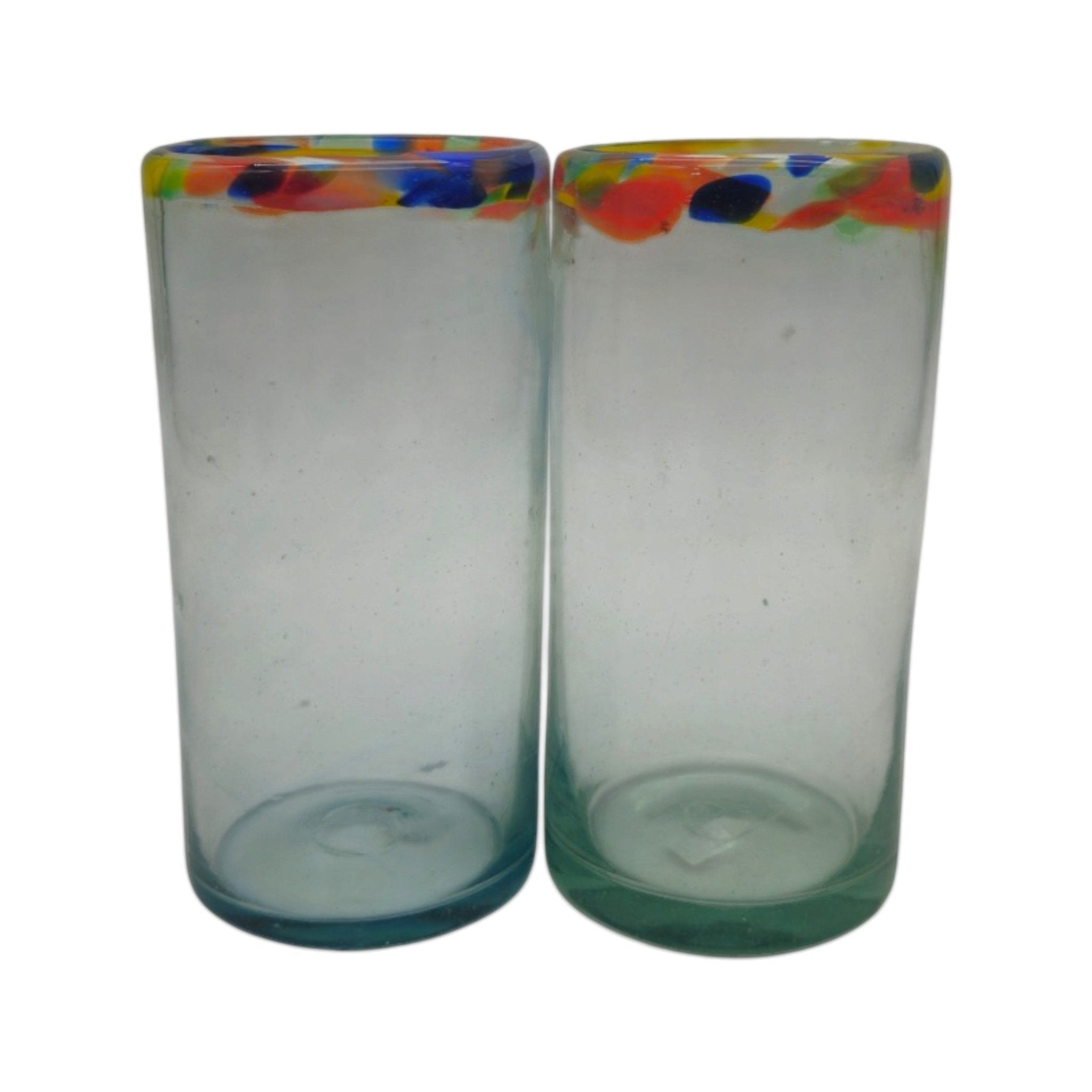 Hand Blown Colorful Tumbler Glass | Confetti Rim Mexican Drinking Glass La Vie Bien Hand Blown Colorful Tumbler Glass | Confetti Rim