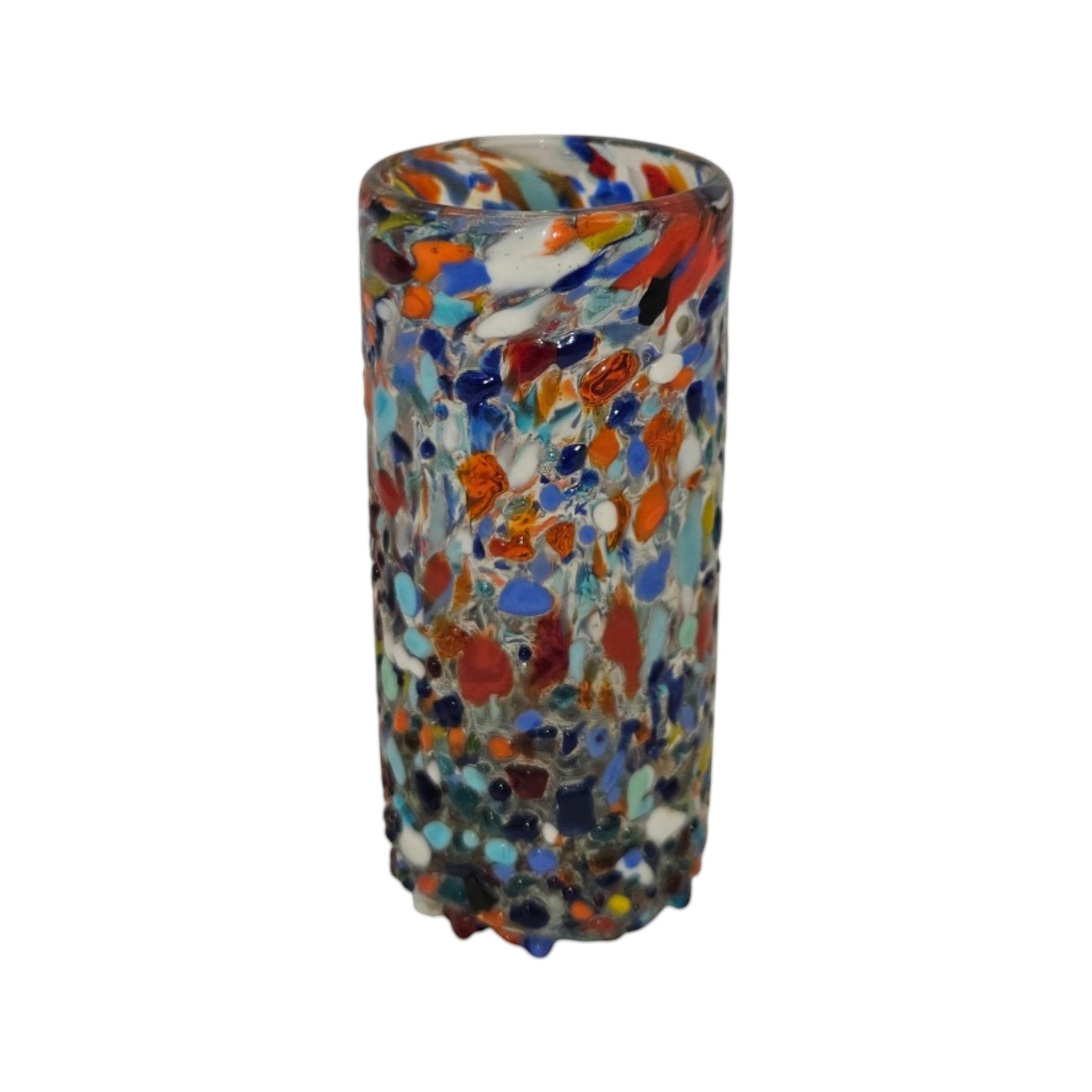 Hand Blown Double Shot Glass | Mexican Confetti Glassware Mexican Shot Glass La Vie Bien Hand Blown Double Shot Glass | Mexican Confetti Glassware