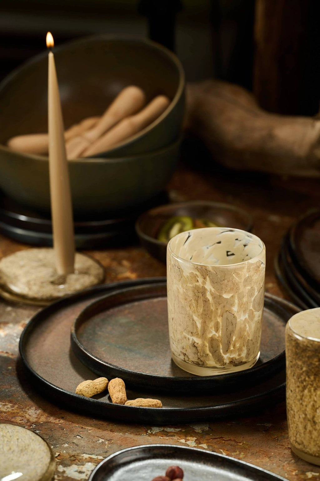 Hand Blown Glass Tumbler: Brown Marble by Ethical Trade Co
