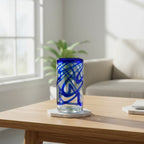Hand-Blown Mexican Drinking Glass | Blue Swirl Design Mexican Drinking Glass La Vie Bien Hand-Blown Mexican Drinking Glass | Blue Swirl Design