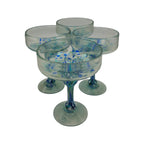 Hand-Blown Mexican Margarita Glass | Blue Green Confetti Mexican Margarita Glass La Vie Bien Hand-Blown Mexican Margarita Glass | Blue Green Confetti