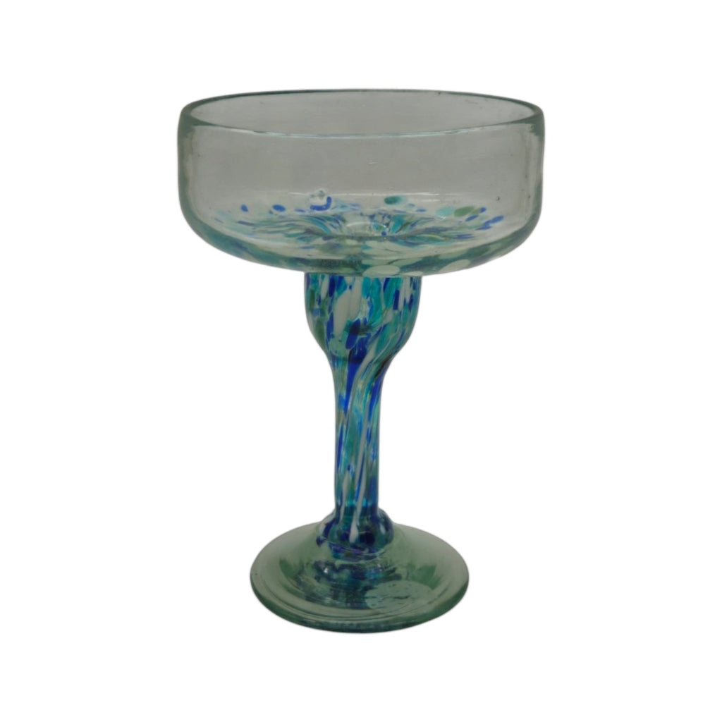 Hand-Blown Mexican Margarita Glass | Blue Green Confetti Mexican Margarita Glass La Vie Bien Hand-Blown Mexican Margarita Glass | Blue Green Confetti