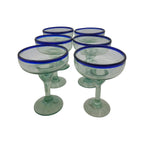 Hand-Blown Mexican Margarita Glass | Classic Cobalt Rim Mexican Margarita Glass La Vie Bien Hand-Blown Mexican Margarita Glass | Classic Cobalt Rim