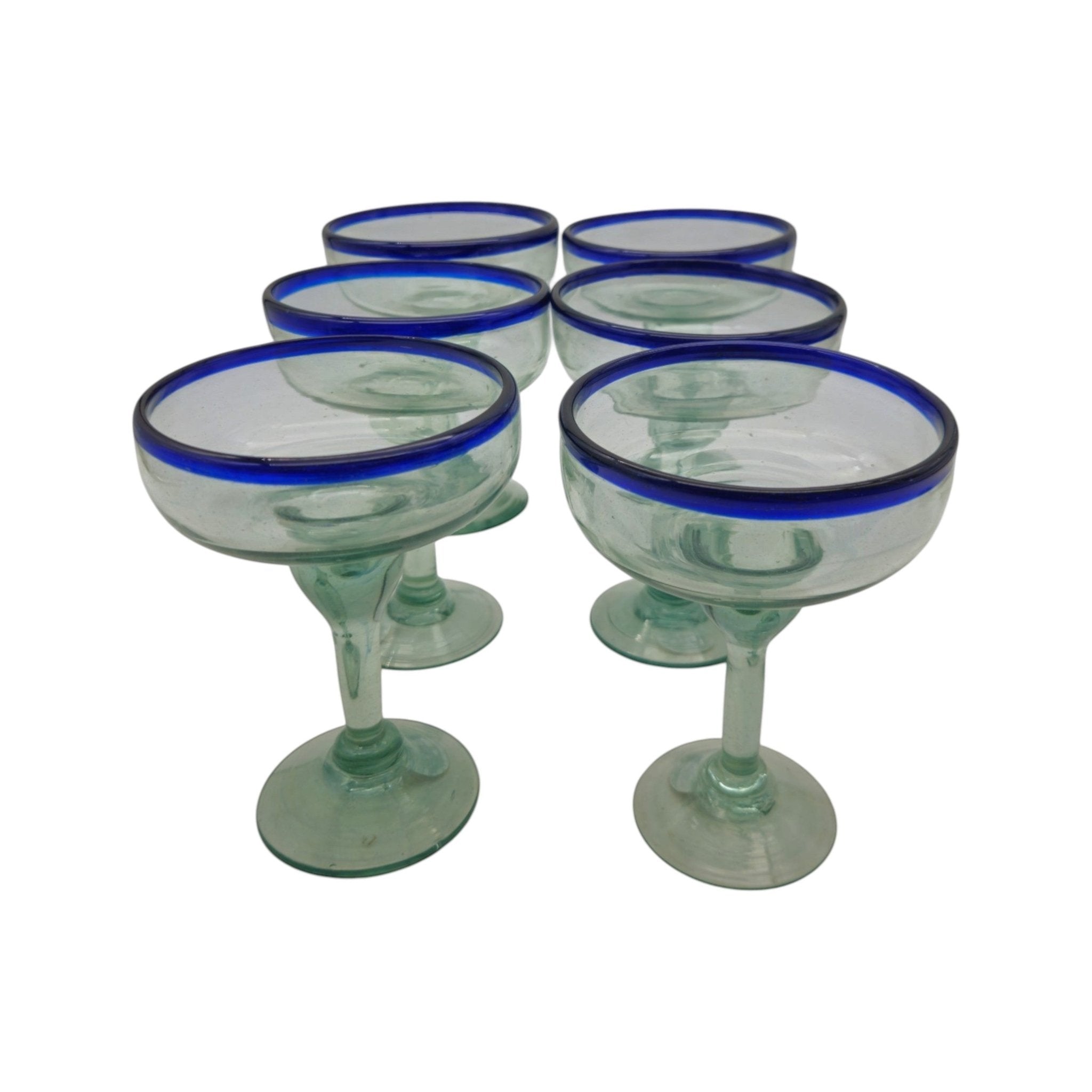 Hand-Blown Mexican Margarita Glass | Classic Cobalt Rim Mexican Margarita Glass La Vie Bien Hand-Blown Mexican Margarita Glass | Classic Cobalt Rim