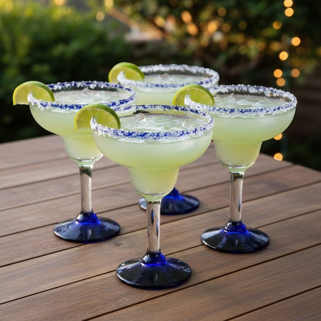 Hand-Blown Mexican Margarita Glass | Classic Cobalt Rim Mexican Margarita Glass La Vie Bien Hand-Blown Mexican Margarita Glass | Classic Cobalt Rim