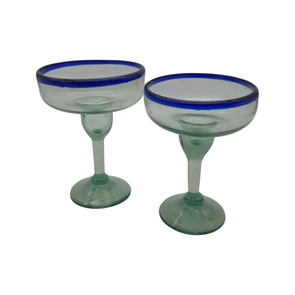 Hand-Blown Mexican Margarita Glass | Classic Cobalt Rim Mexican Margarita Glass La Vie Bien Hand-Blown Mexican Margarita Glass | Classic Cobalt Rim