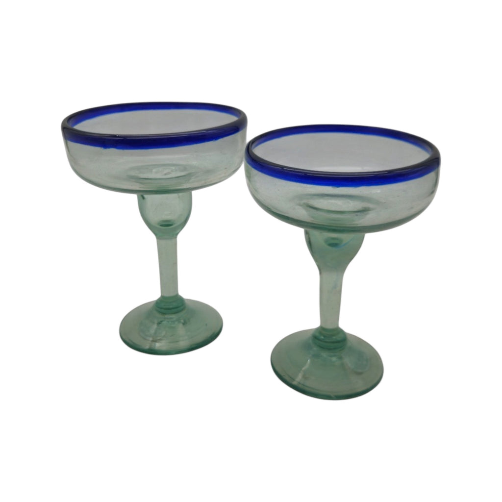 Hand-Blown Mexican Margarita Glass | Classic Cobalt Rim Mexican Margarita Glass La Vie Bien Hand-Blown Mexican Margarita Glass | Classic Cobalt Rim