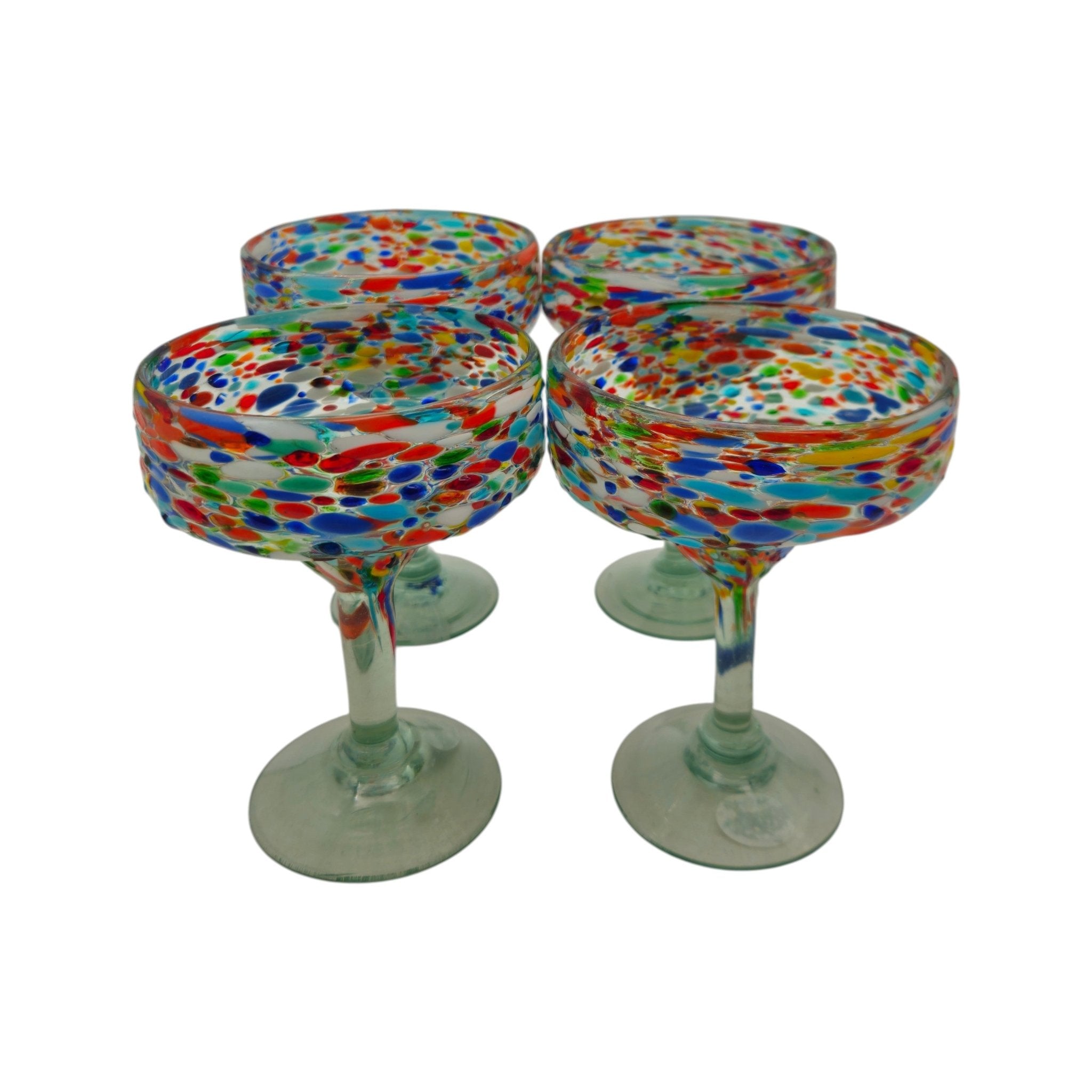 Hand Blown Mexican Margarita Glass | Colorful Pebbled Confetti Design Mexican Margarita Glass La Vie Bien Hand Blown Mexican Margarita Glass | Colorful Pebbled Confetti Design